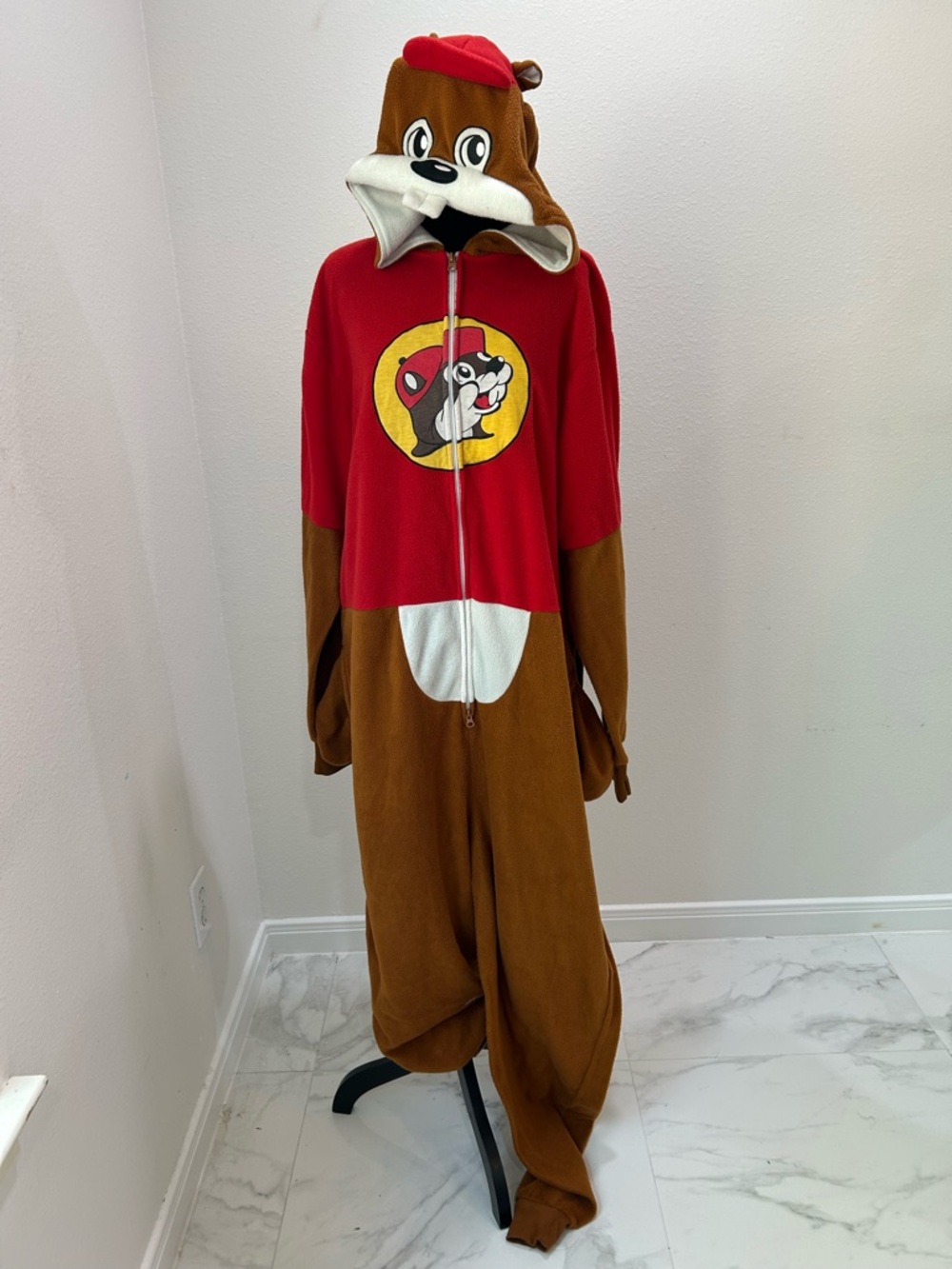 Buc-ee’s Adult Mascot Beaver One-Piece Hooded Costume, XXL